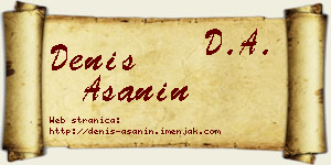 Denis Ašanin vizit kartica
